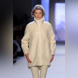 Akris Cream Wool/ Alpaca Sequin Coat- RARE